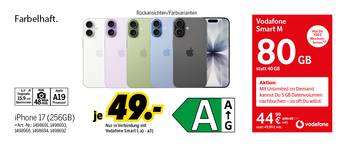 iPhone17 mit 256GB einmalig für 49€