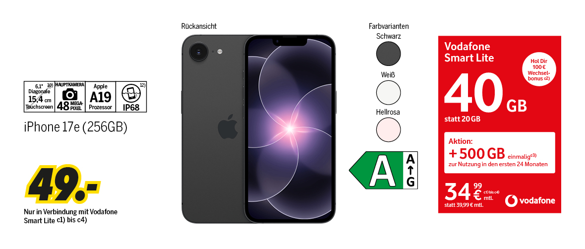 iPhone 17e mit 256GB für einmalig 49€