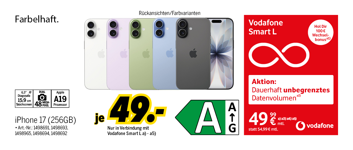 iPhone17 mit 256GB für einmalig 49€
